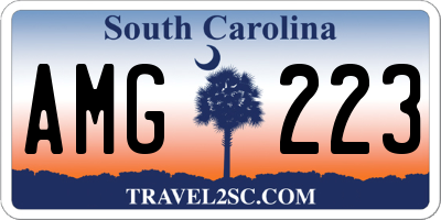 SC license plate AMG223