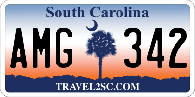 SC license plate AMG342