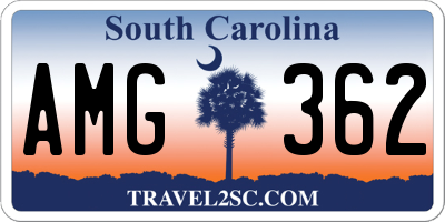 SC license plate AMG362