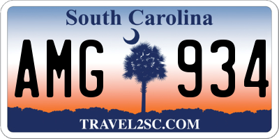 SC license plate AMG934