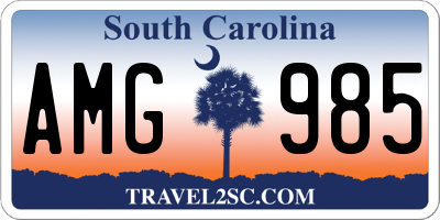 SC license plate AMG985