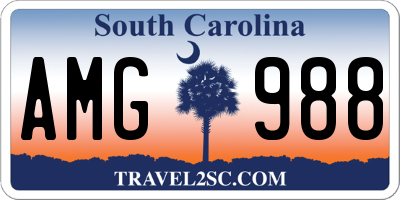 SC license plate AMG988