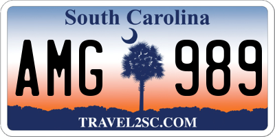 SC license plate AMG989