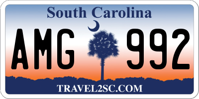 SC license plate AMG992