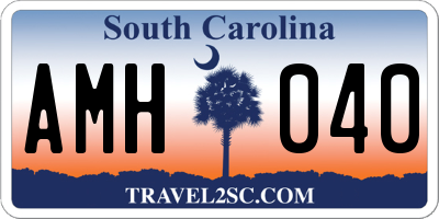 SC license plate AMH040