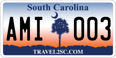 SC license plate AMI003