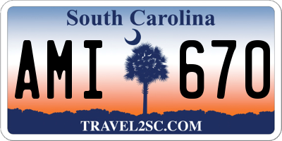 SC license plate AMI670