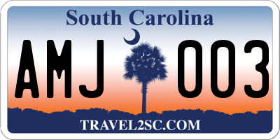 SC license plate AMJ003