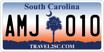 SC license plate AMJ010