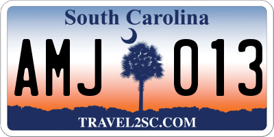 SC license plate AMJ013