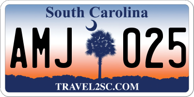 SC license plate AMJ025