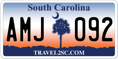 SC license plate AMJ092
