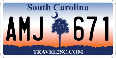 SC license plate AMJ671