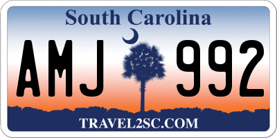 SC license plate AMJ992