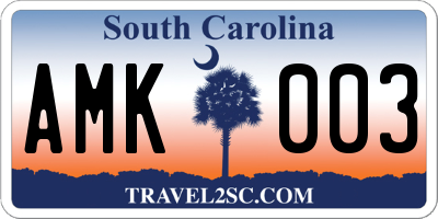 SC license plate AMK003