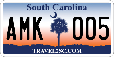 SC license plate AMK005