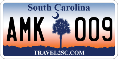 SC license plate AMK009