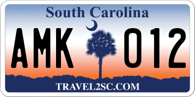SC license plate AMK012