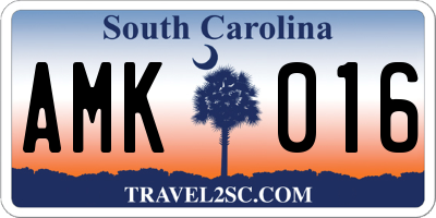 SC license plate AMK016