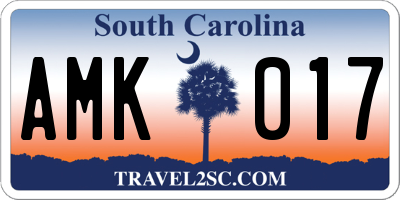 SC license plate AMK017