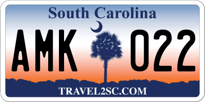 SC license plate AMK022