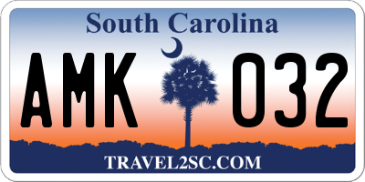 SC license plate AMK032