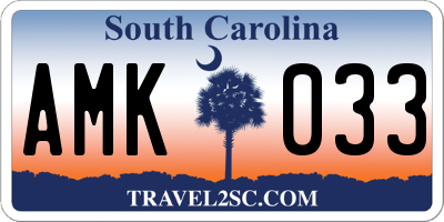 SC license plate AMK033
