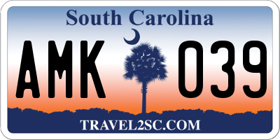 SC license plate AMK039