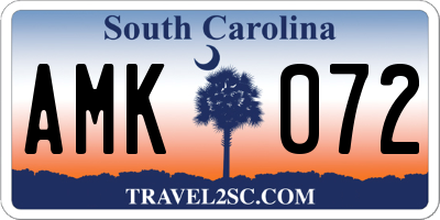 SC license plate AMK072