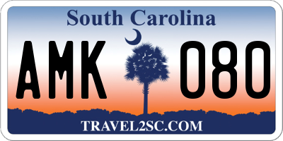 SC license plate AMK080