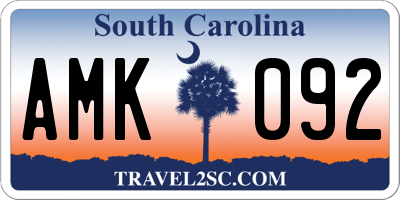 SC license plate AMK092