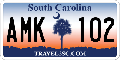 SC license plate AMK102