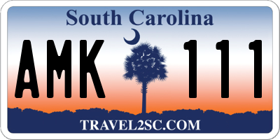 SC license plate AMK111