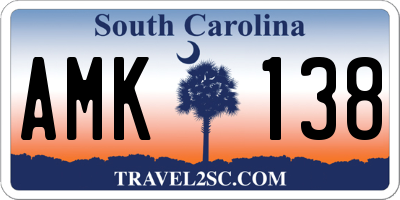 SC license plate AMK138