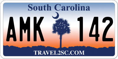 SC license plate AMK142