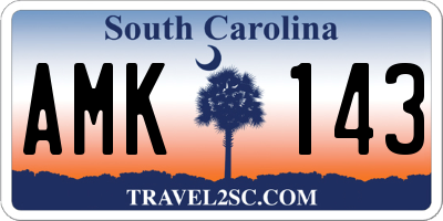 SC license plate AMK143