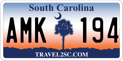 SC license plate AMK194