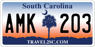 SC license plate AMK203