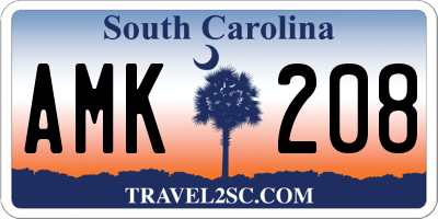 SC license plate AMK208