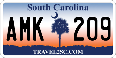 SC license plate AMK209