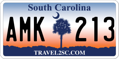 SC license plate AMK213