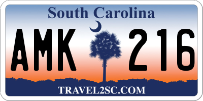 SC license plate AMK216