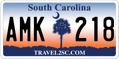 SC license plate AMK218