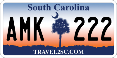 SC license plate AMK222