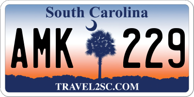 SC license plate AMK229