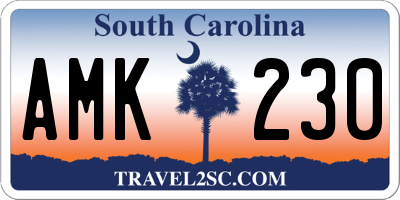 SC license plate AMK230