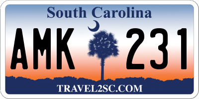 SC license plate AMK231