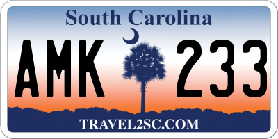 SC license plate AMK233