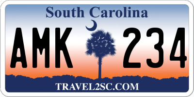 SC license plate AMK234