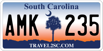 SC license plate AMK235